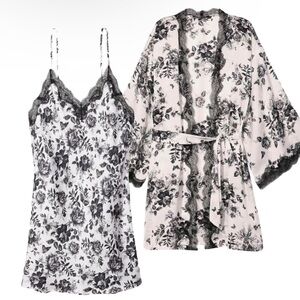NWT! VICTORIA’S SECRET Georgette Satin Slip & Robe Set